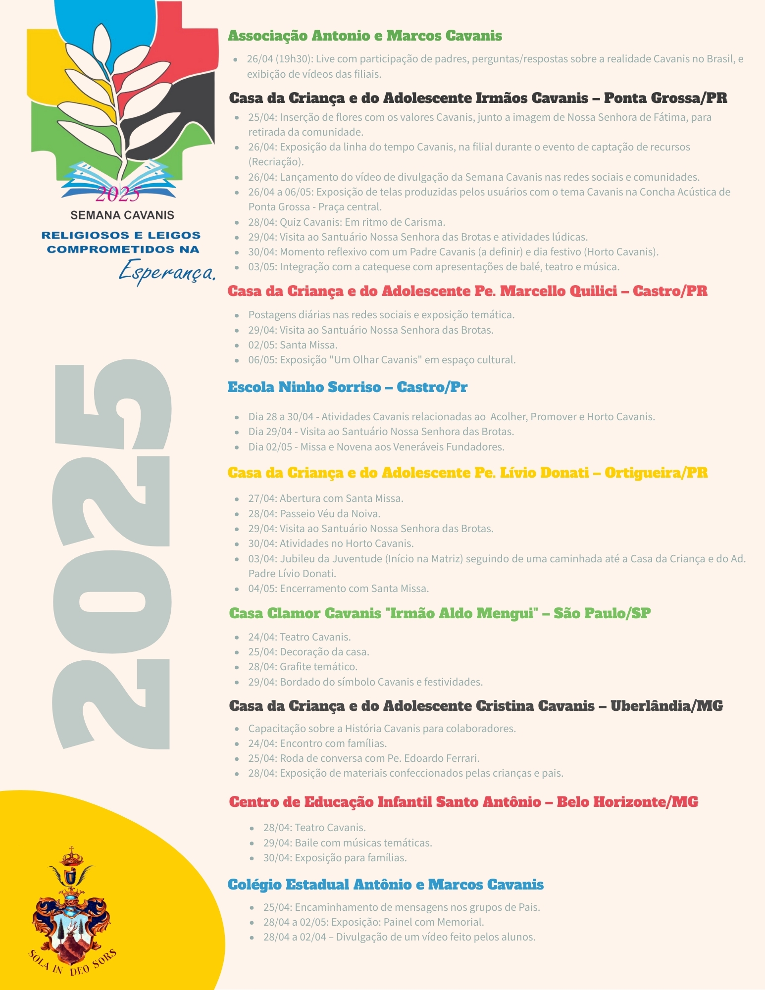 Semana Cavanis 2025
26 de abril a 4 de maio.